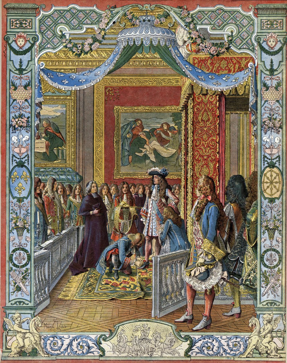 Vzestup krále Ludvíka XIV. známého jako Král Slunce (King Sun nebo Ludvík Veliký od Maurice Leloir