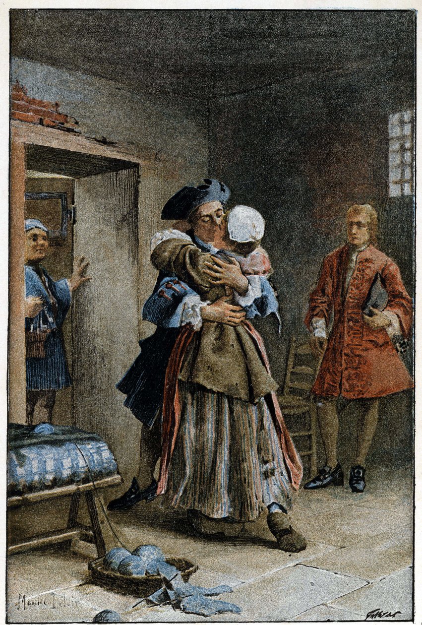 Návštěva nemocnice - v „Dějinách Manon Lescaut a rytíře Des Grieux“ od abbého Prevosta (1697-1763), francouzského spisovatele. Rytina podle kreseb Maurice Leloira (1885). od Maurice Leloir