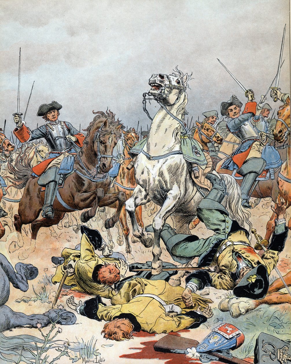 Válka o španělské dědictví: poslední útok francouzské kavalérie v bitvě u Malplaquet (Belgie) 11. od Maurice Leloir