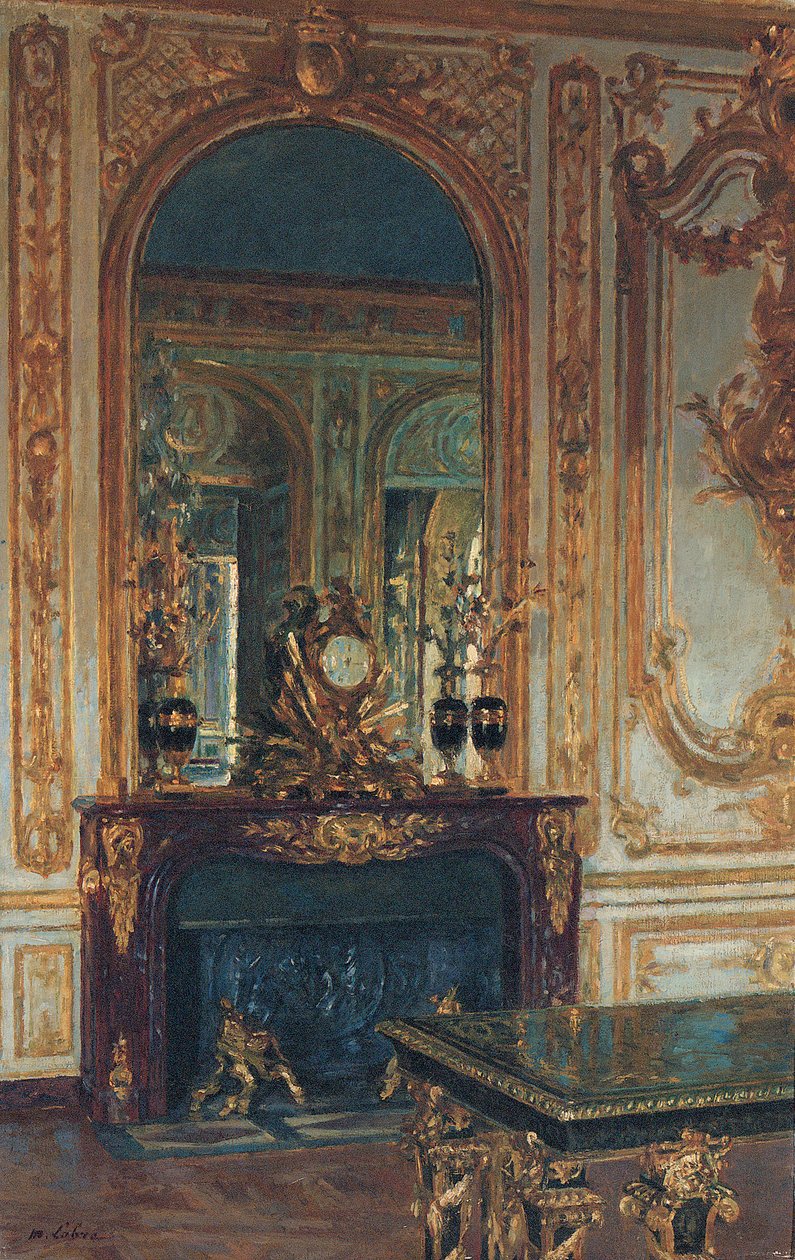Vnitřní pohled na Versailles (olej na plátně) od Maurice Lobre