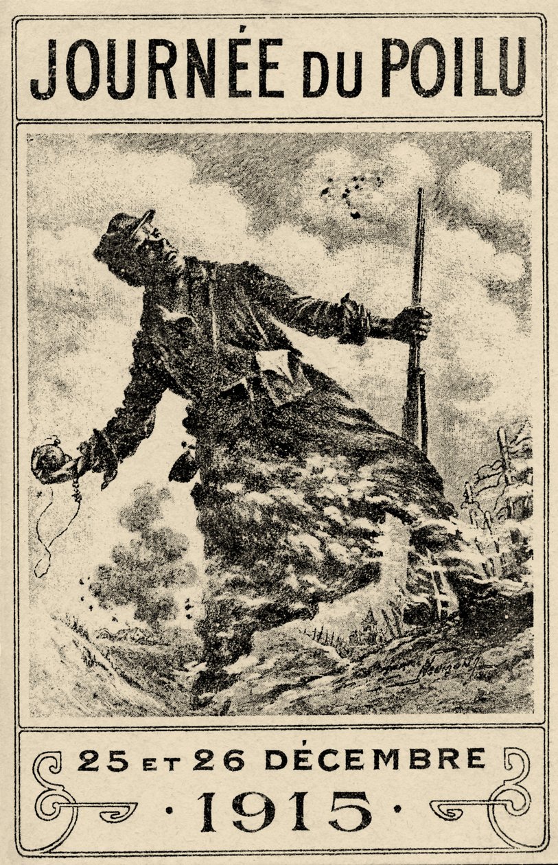 Francouzský propagandistický plakát z první světové války "Hairy Day". 25. a 26. prosince 1915", hospod. 1915 (barevné lito) od Maurice Louis Henri Neumont
