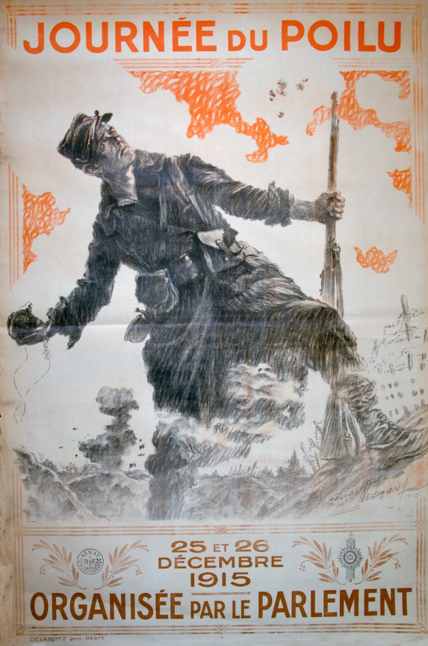Chlupatý den 25. a 26. prosince 1915, francouzský plakát první světové války, 1915 od Maurice Neumont