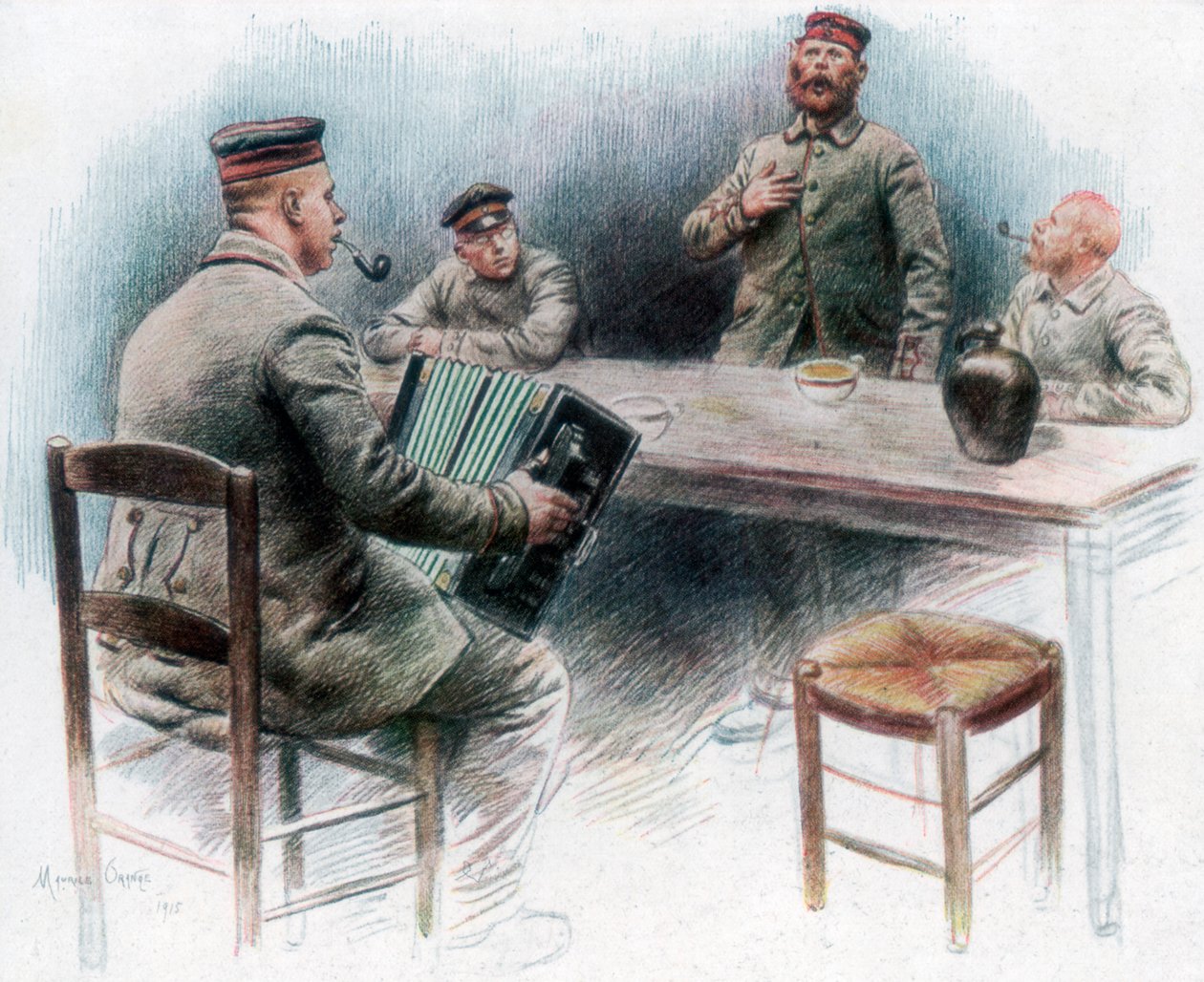 „Sentimentální balada v jídelně“, němečtí váleční zajatci v Dinan, Francie, 1915, 1926 od Maurice Orange