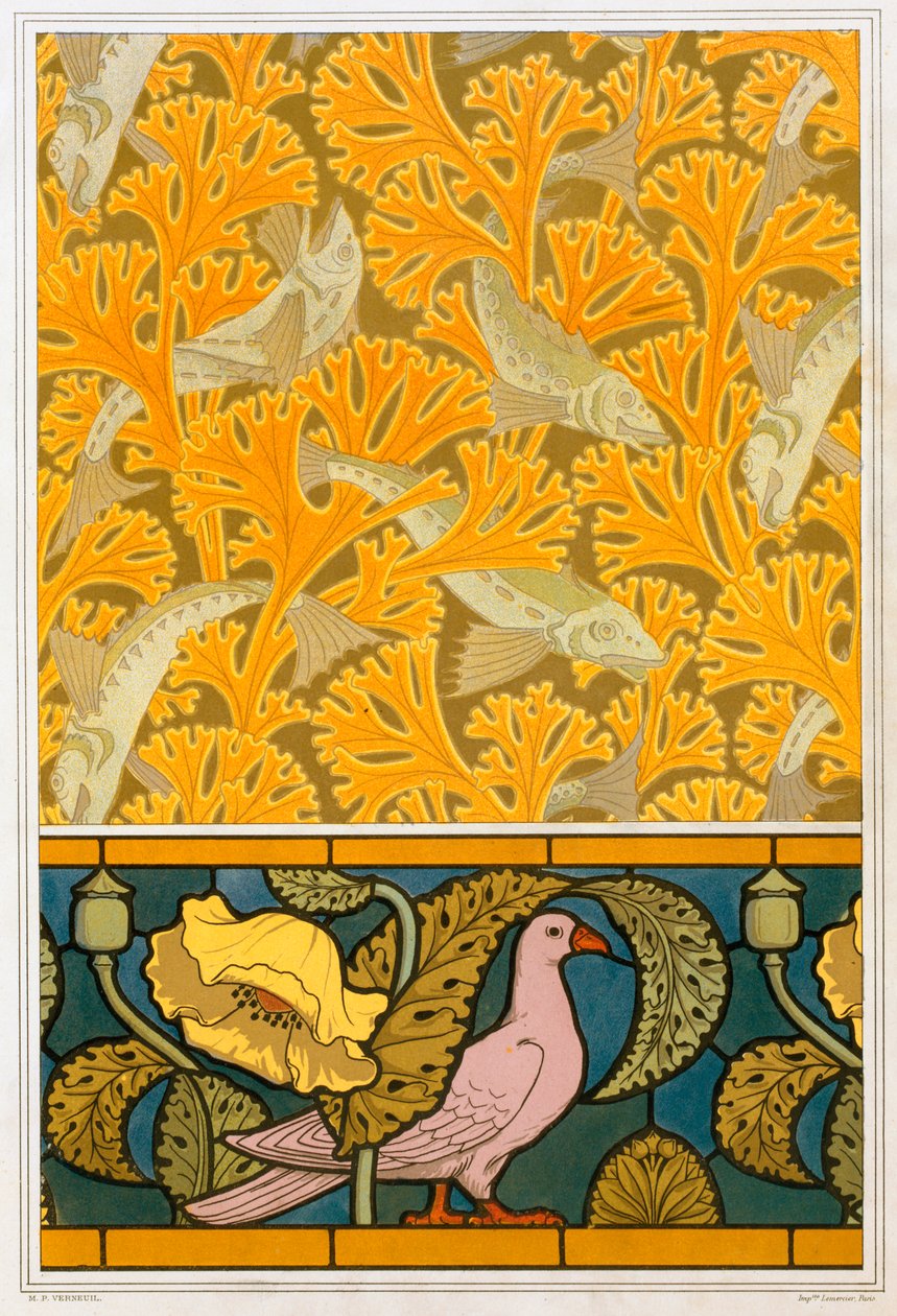 Návrhy na tapety a vitráže, hospoda. 1897. od Maurice Pillard Verneuil