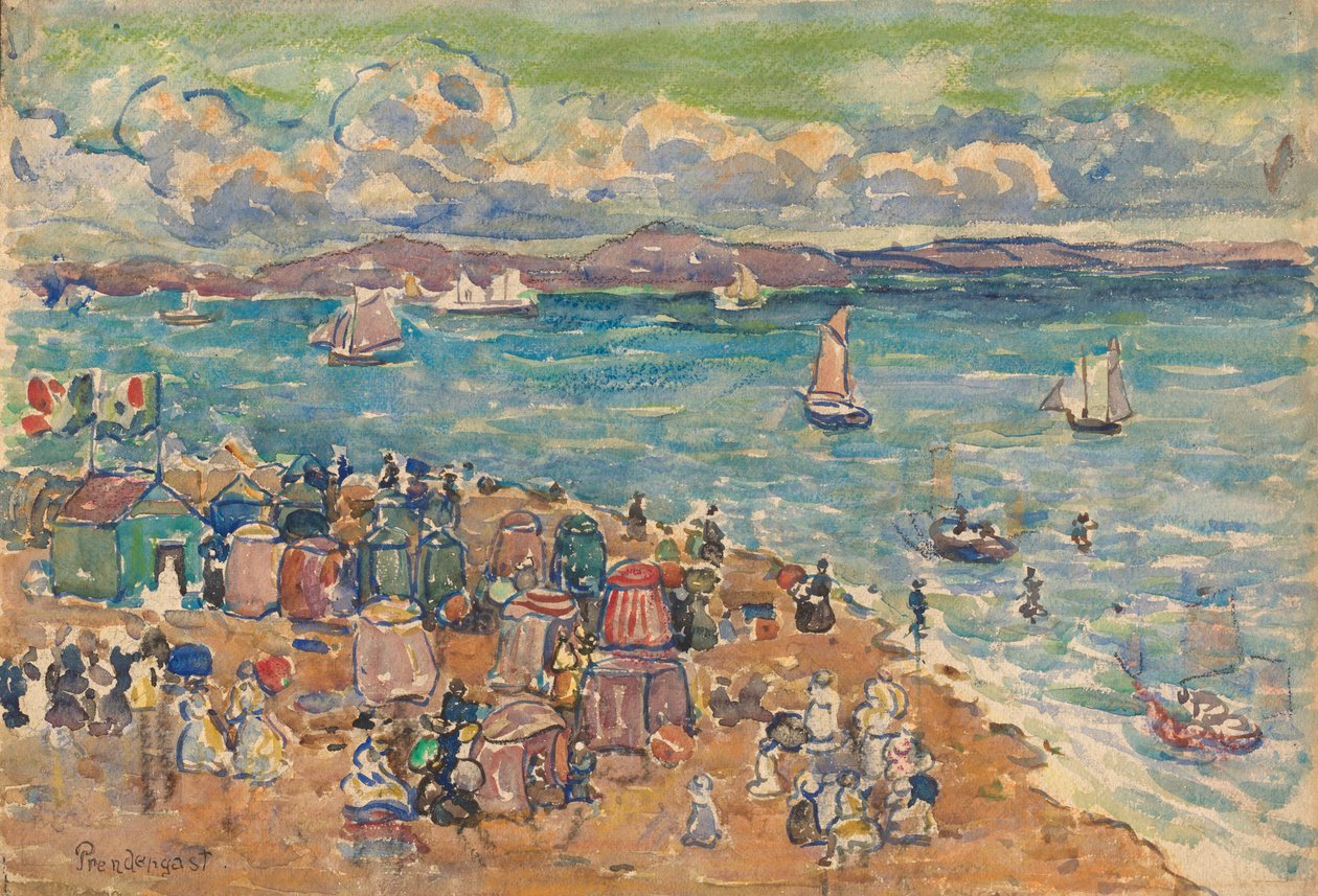 Plážová scéna, Saint-Malo od Maurice Prendergast