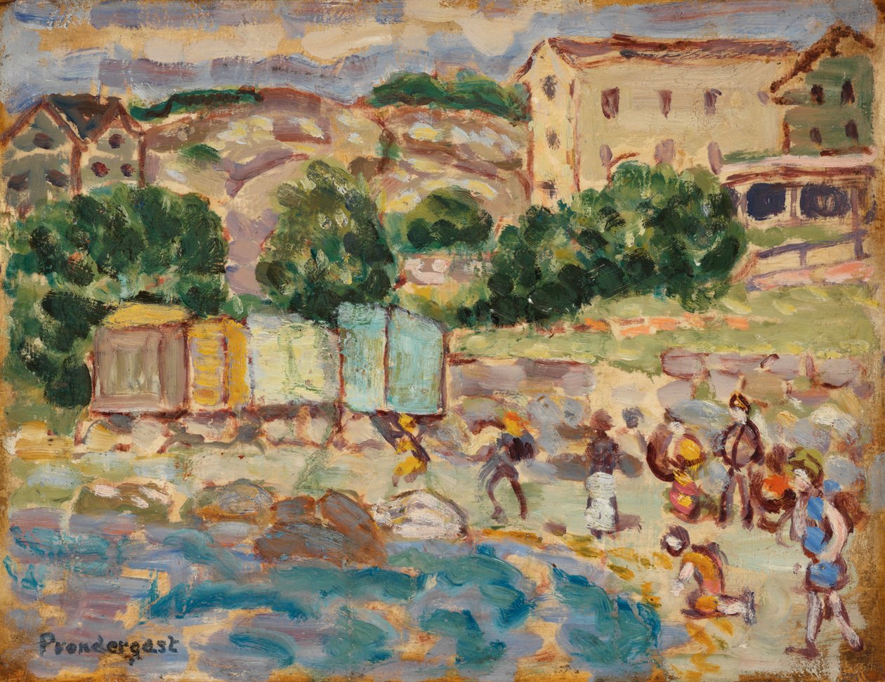 Pláž a vesnice od Maurice Prendergast