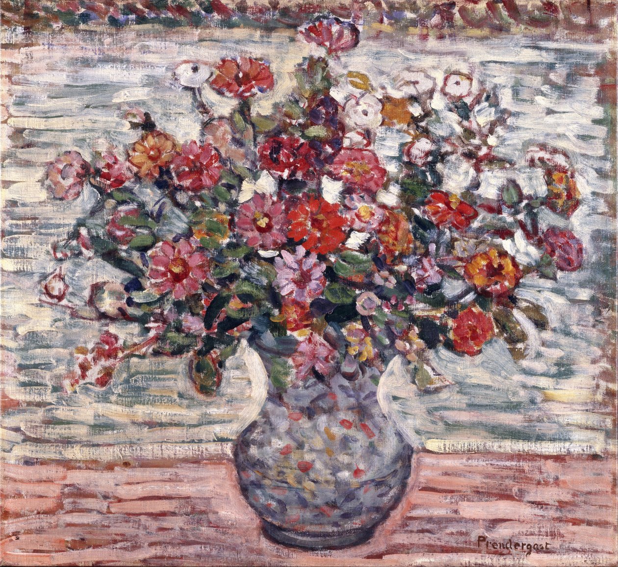 Blumen in einer Vase (Zinnien) od Maurice Prendergast