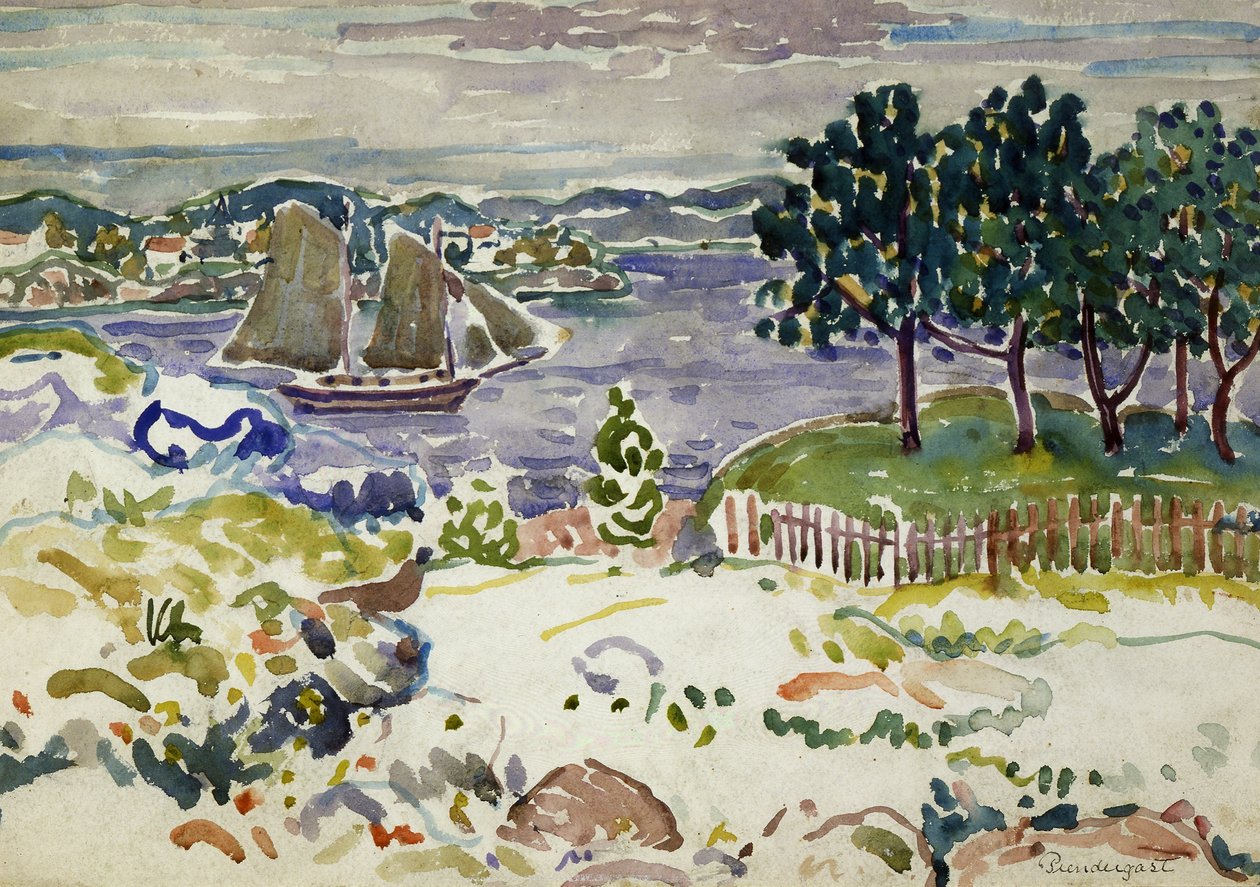 Zátoka s plachetnicí, Maine od Maurice Prendergast