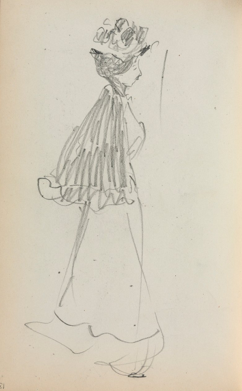 Italský skicák: Stojící žena z profilu (str. 130) od Maurice Prendergast