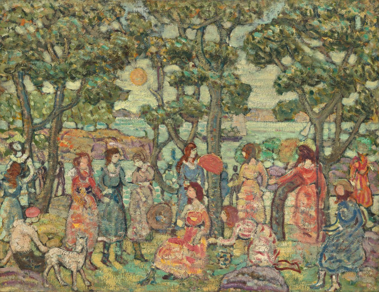 Krajina s postavami od Maurice Brazil Prendergast