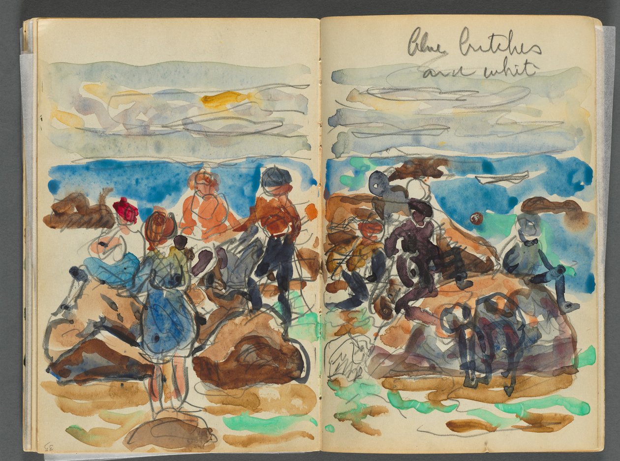 Skicář - Hotel Granite Shore, Rockport, strana 034  35: Děti na pláži od Maurice Prendergast