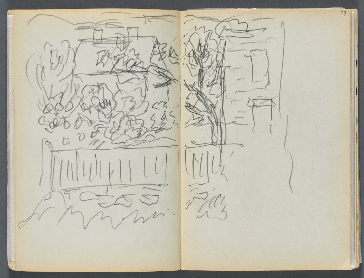 Skicář - Hotel Granite Shore, Rockport, strana 058 a 59: Dům a oplocená zahrada od Maurice Prendergast