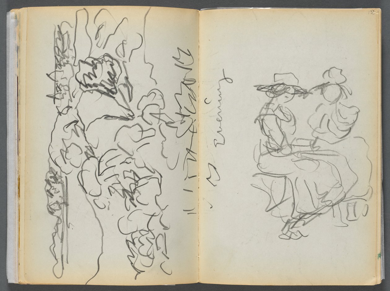 Skicář - Hotel Granite Shore, Rockport, strana 134 a 135: "Večer" od Maurice Prendergast