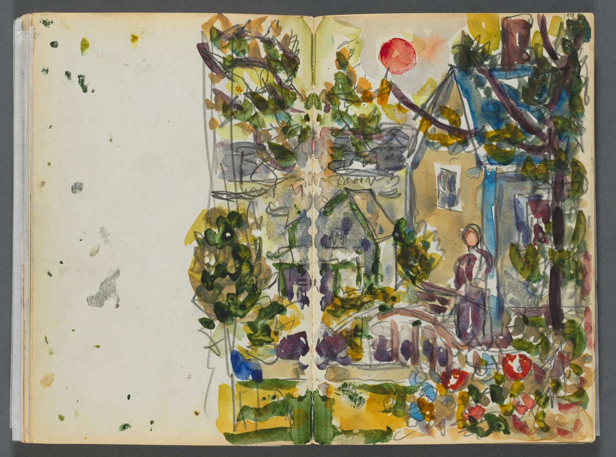 Skicář - Hotel Granite Shore, Rockport, strana 158 a 159: Dům a zahrada od Maurice Prendergast