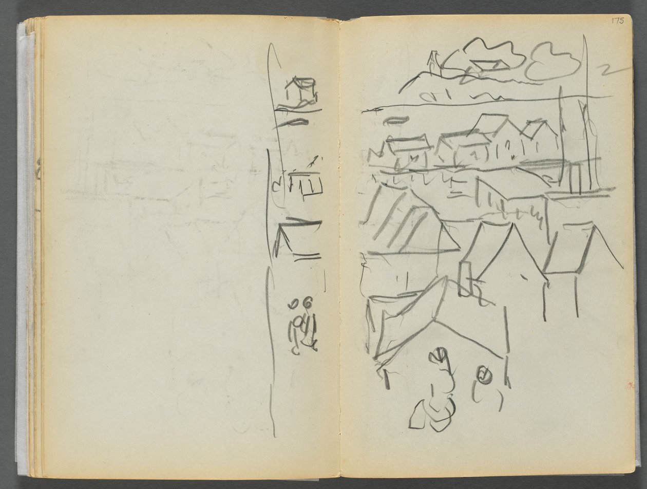 Skicář - Hotel Granite Shore, Rockport, strana 174 a 175: Domy od Maurice Prendergast