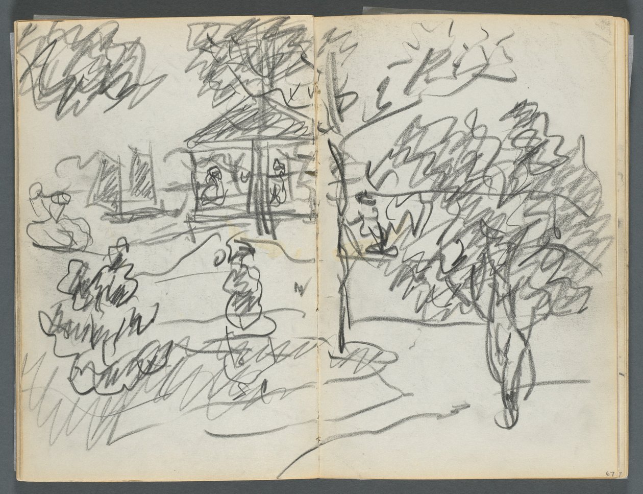 Skicář, The Dells, č. 127, strana 066 a 67: Krajina od Maurice Prendergast
