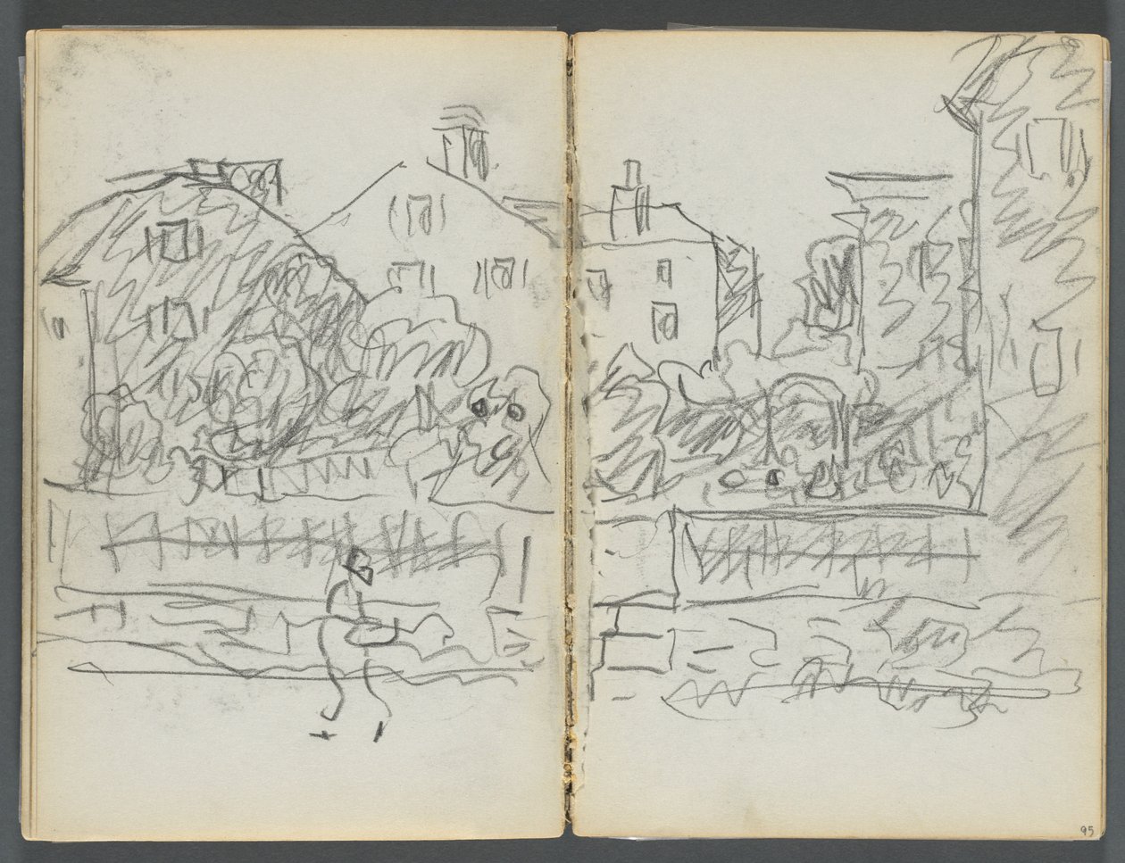 Skicář, The Dells, č. 127, strana 094 a 95: Village Street od Maurice Prendergast