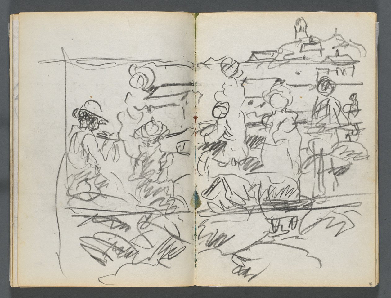 Skicář, The Dells, č. 127, strana 098 a 99: Figury v krajině od Maurice Prendergast
