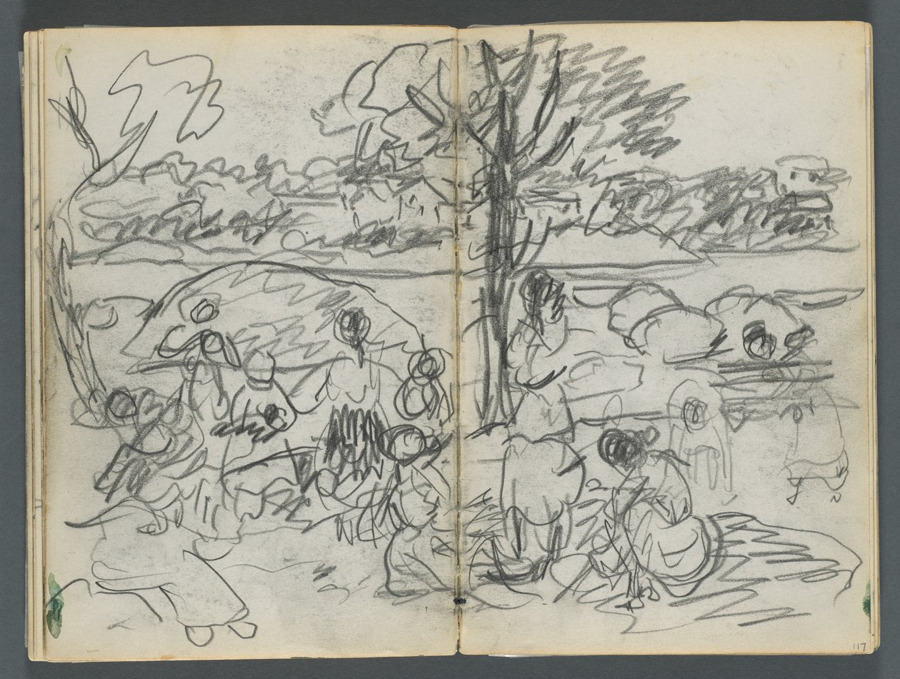Skicář, The Dells, č. 127, strana 116 a 117: Figura v krajině od Maurice Prendergast