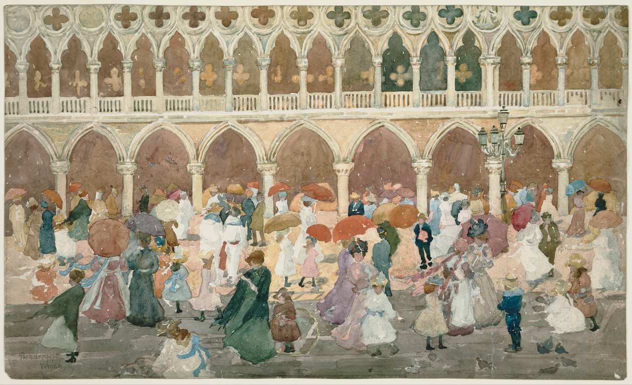 Sluneční světlo na Piazzettě od Maurice Prendergast