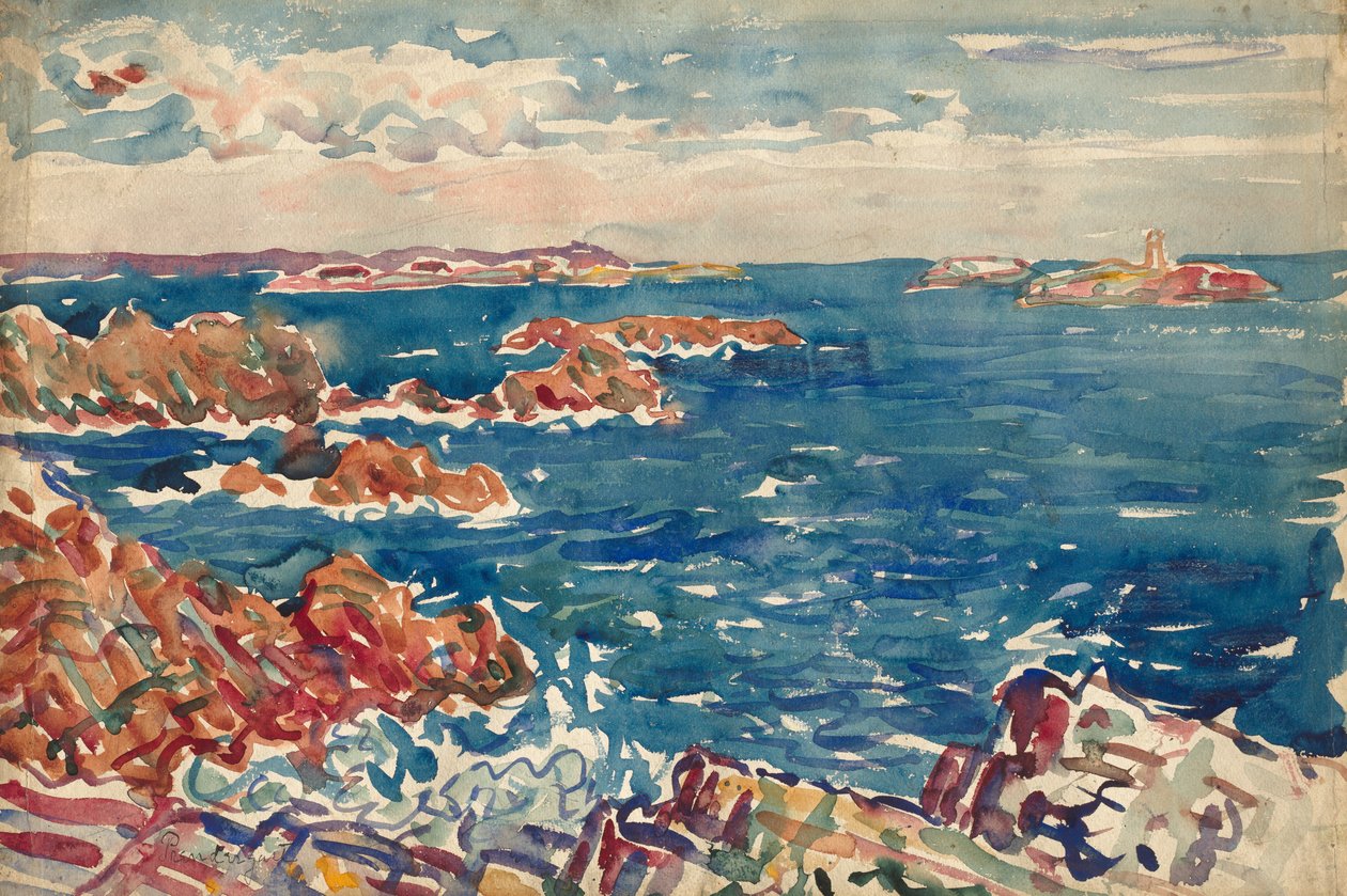 Skalnaté mořské pobřeží od Maurice Prendergast
