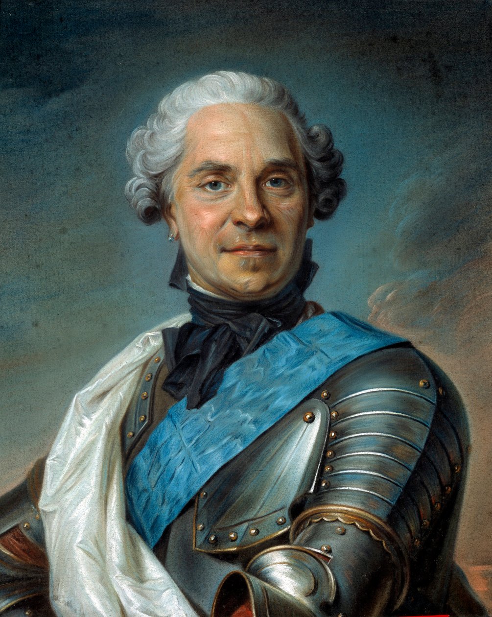 Marechal Saska: Portrét Hermanna Maurice, hraběte ze Saska (1696-1750) od Maurice Quentina Delatour dit Quentin De La Tour (De Latour) (1704-1788) 18. století - ""Maršál Saska"": portrét Hermann Maurice, hrabě ze Saska (1696-1750) od Maurice Quentin de La Tour