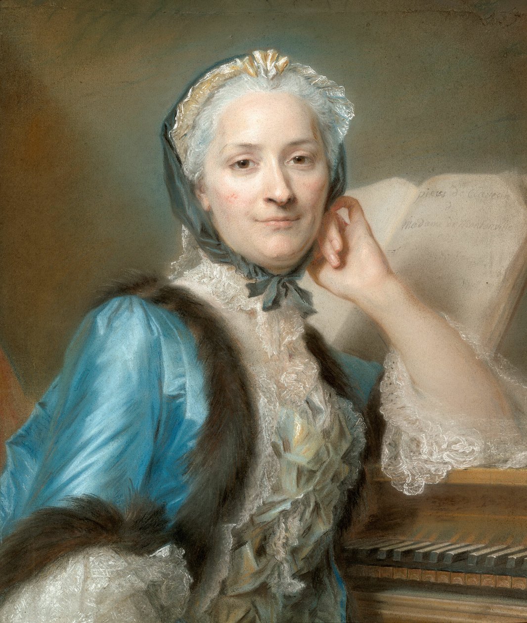 Portrét paní Anne-Jeanne Cassanéa de Mondonville, rozené Boucon (1708-1780) od Maurice Quentin de Latour