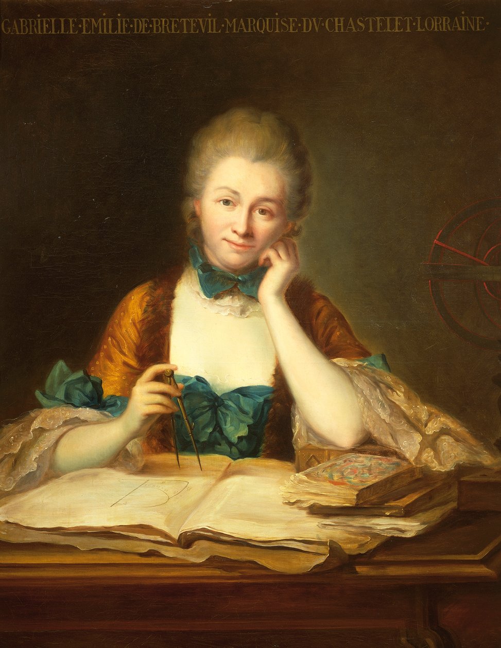 Portrét Gabrielle Emilie Le Tonnelier de Breteuil, markýza de Chatelet (Paříž od Maurice Quentin de La Tour
