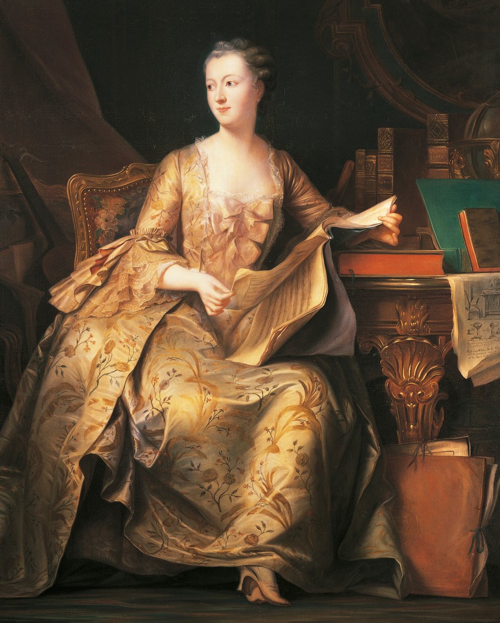 Portrét markýzy de Pompadour, kolem roku 1755 (malba) od Maurice Quentin de La Tour