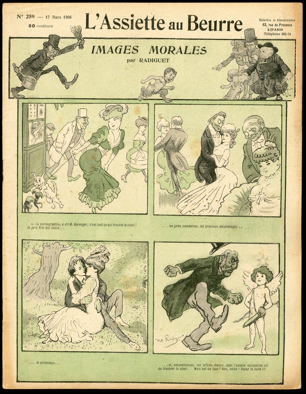 Obálka „L’Assiette au Beurre“, číslo 259, satirická barva od Maurice Radiguet