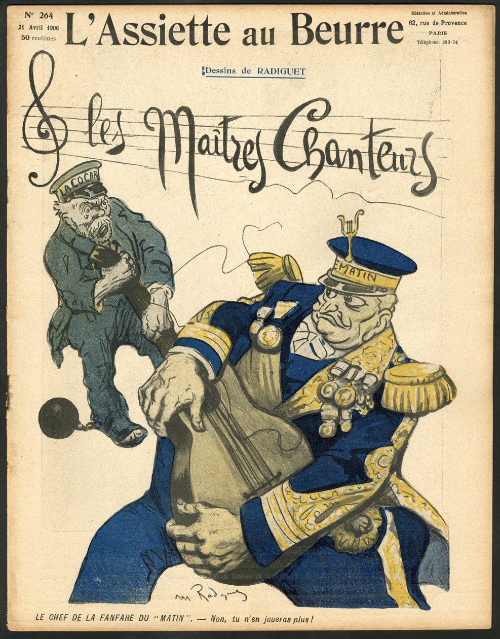Obálka „L’Assiette au Beurre“, číslo 264, satirická barva od Maurice Radiguet