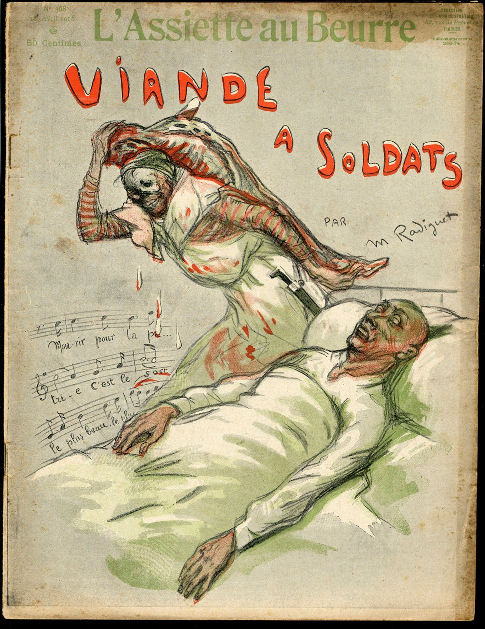 Obálka „L’Assiette au Beurre“, číslo 368, satirická barva od Maurice Radiguet