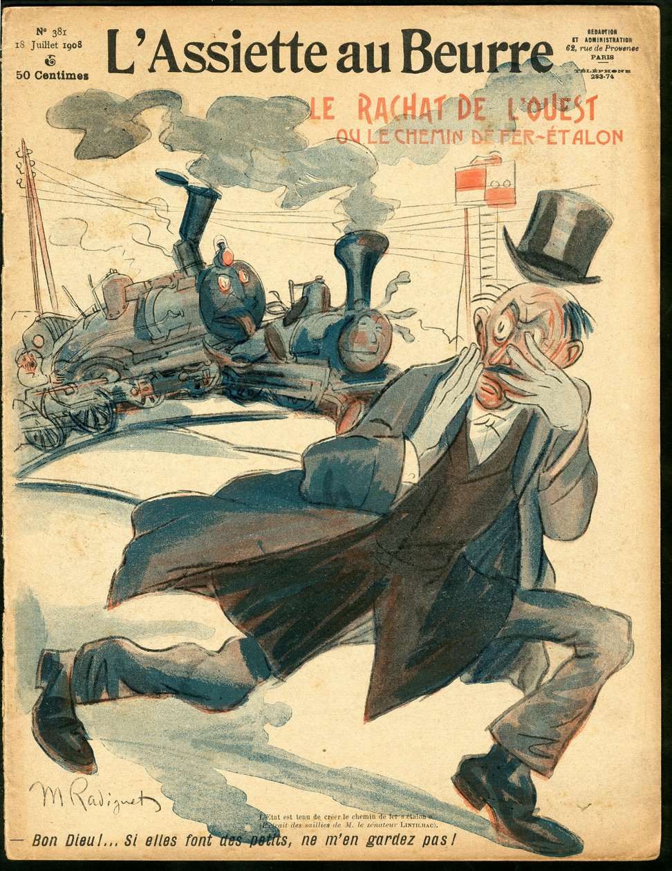 Obálka „L’Assiette au Beurre“, číslo 381, satirická barva od Maurice Radiguet