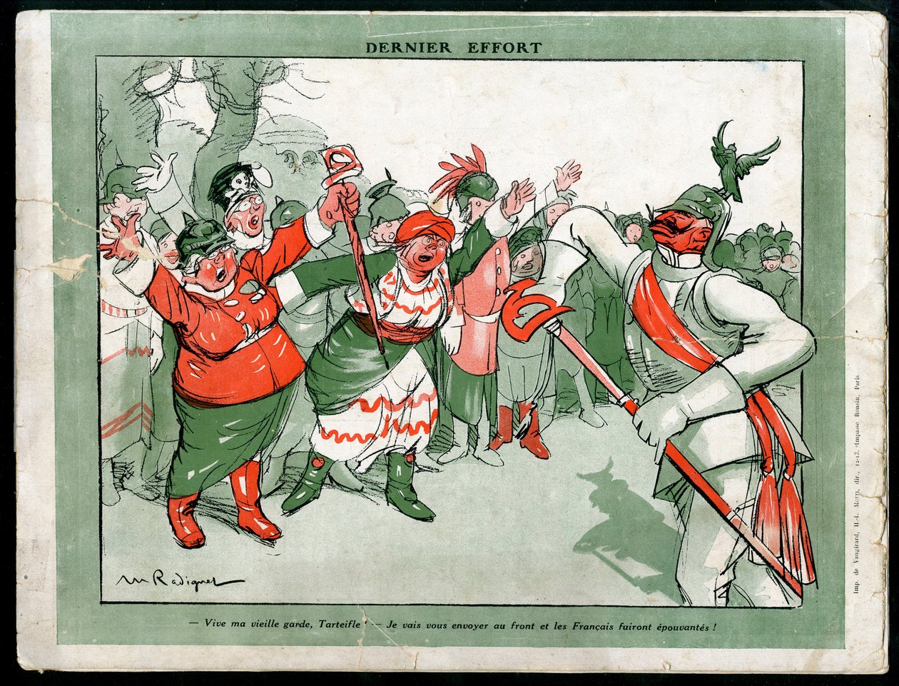 Ilustrace Maurice Radigueta (1866-1941) v Mode v Německu, ca. 1915 - Poslední úsilí - Válka 14-18, Německo Prusko, Móda, Triplice - Vilém II. od Maurice Radiguet
