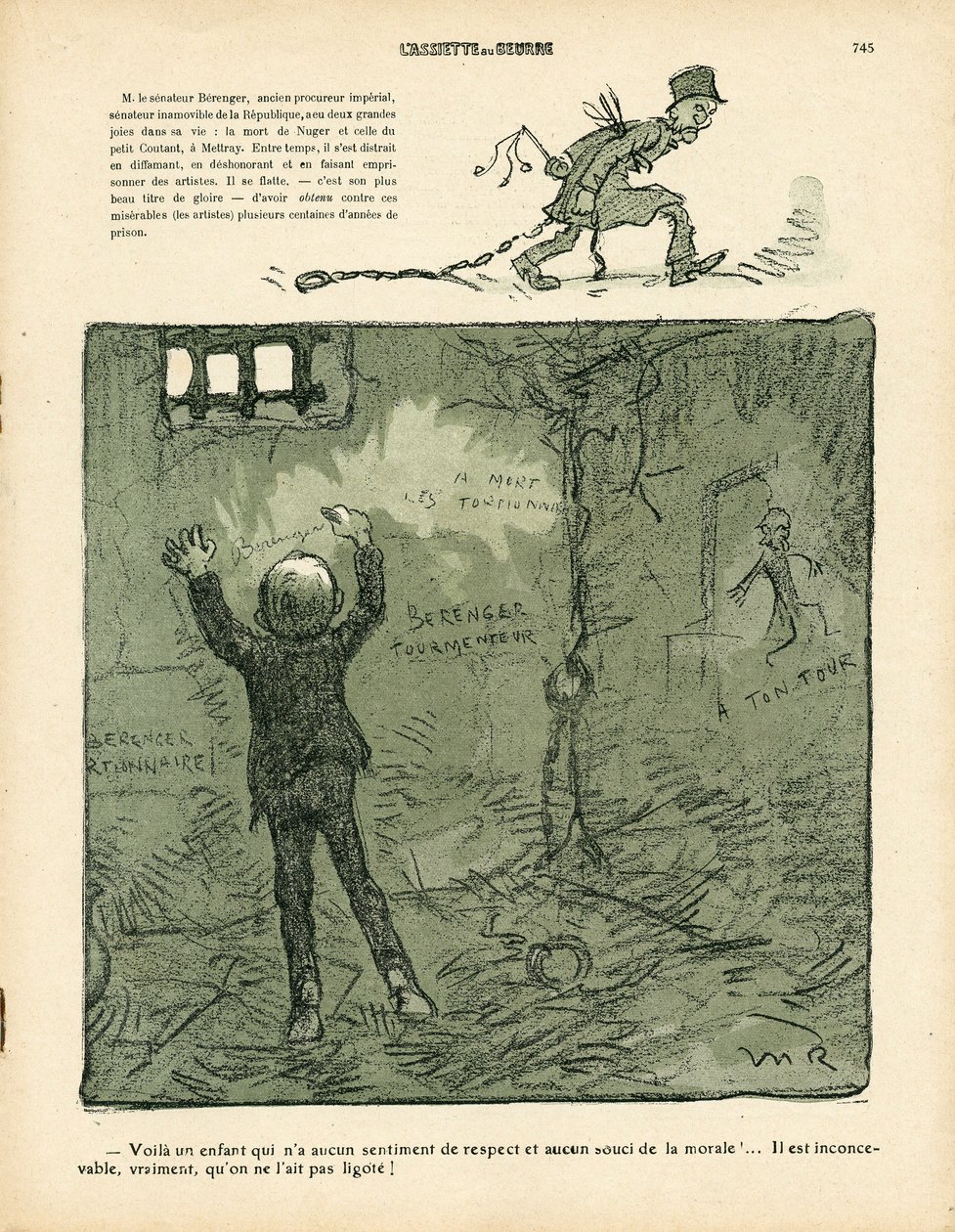 Máslový talíř, číslo 411, satirické barvy od Maurice Radiguet