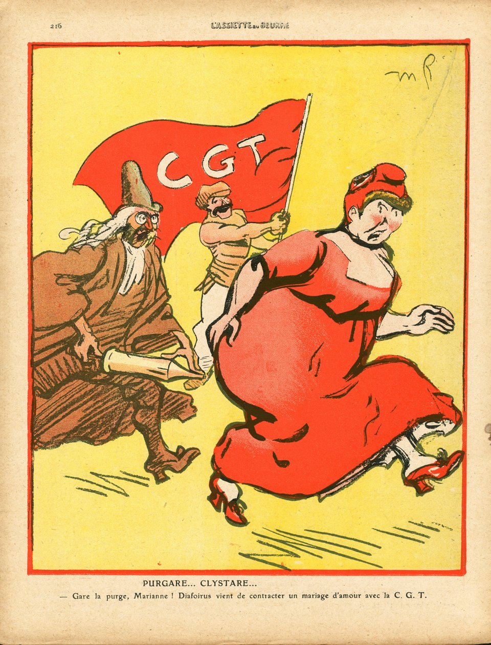 Máslový talíř, číslo 482, satirické barvy od Maurice Radiguet