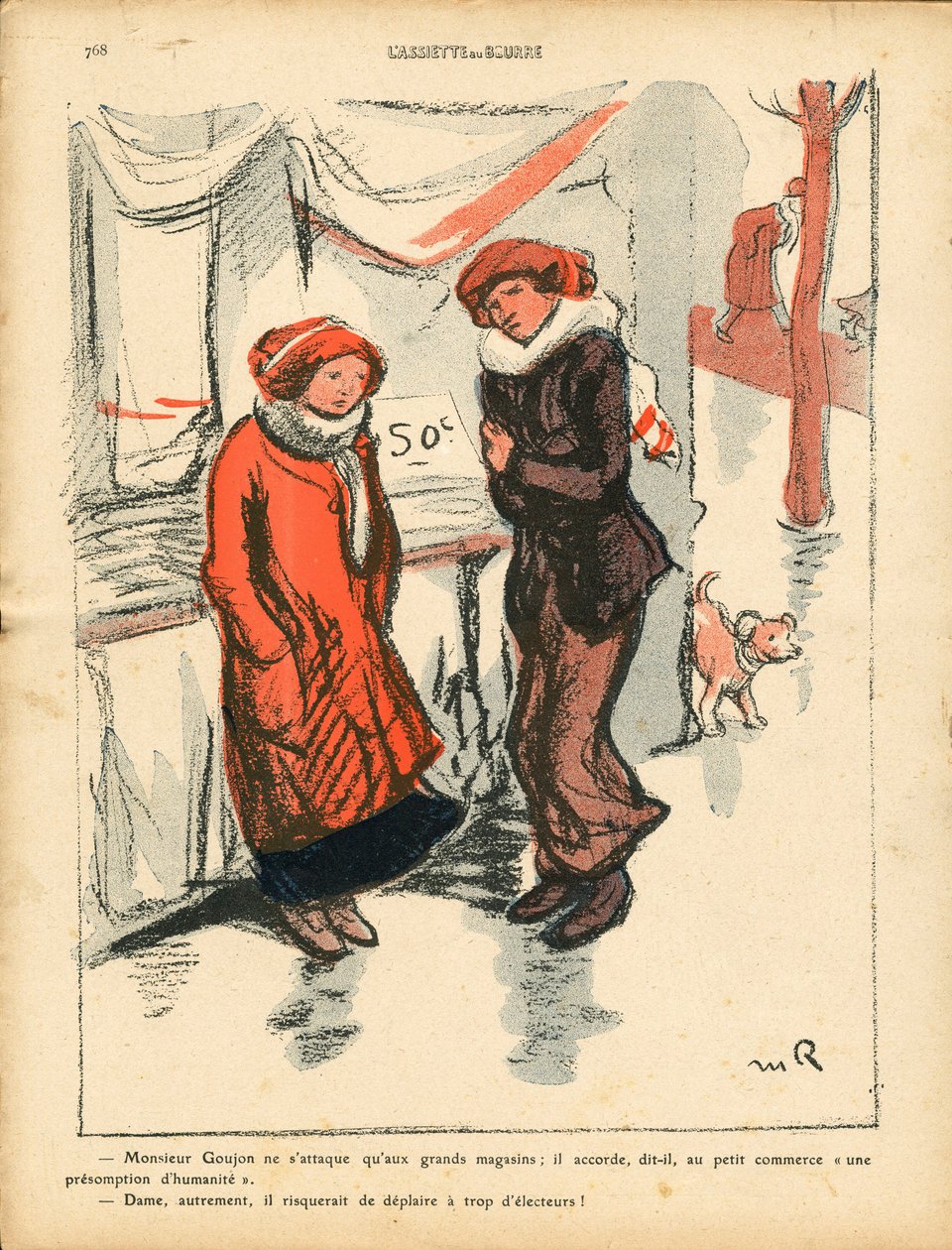 Máslový talíř, číslo 516, satirické barvy od Maurice Radiguet