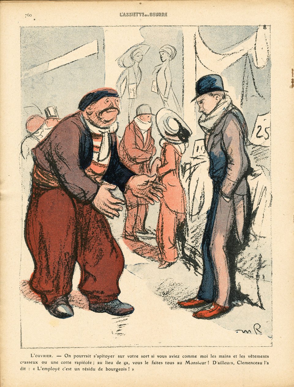Máslový talíř, číslo 516, satirické barvy od Maurice Radiguet