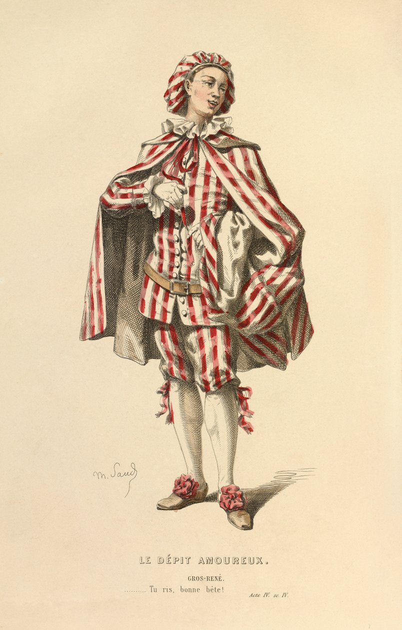 Kostým pro roli Grose - René, asi 1868 (rytina) od Maurice Sand