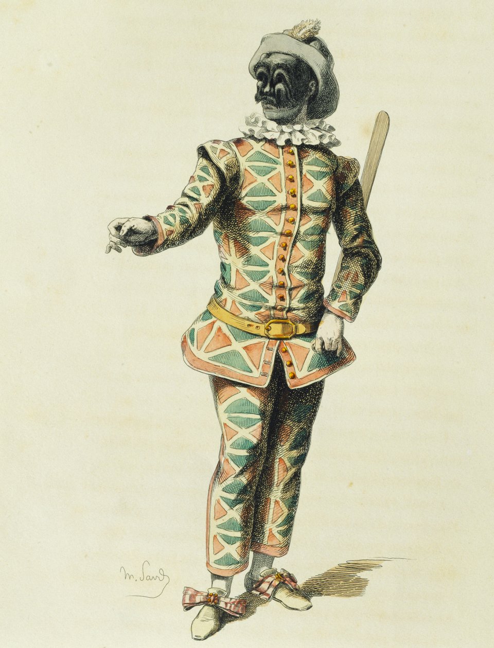 Harlekýn v roce 1671, Maurice Sand (1823-1889) od Maurice Sand