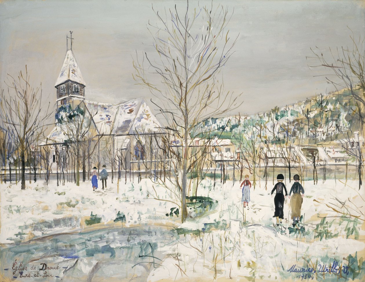 Kostel v Droue, departement Eure-et-Loir od Maurice Utrillo