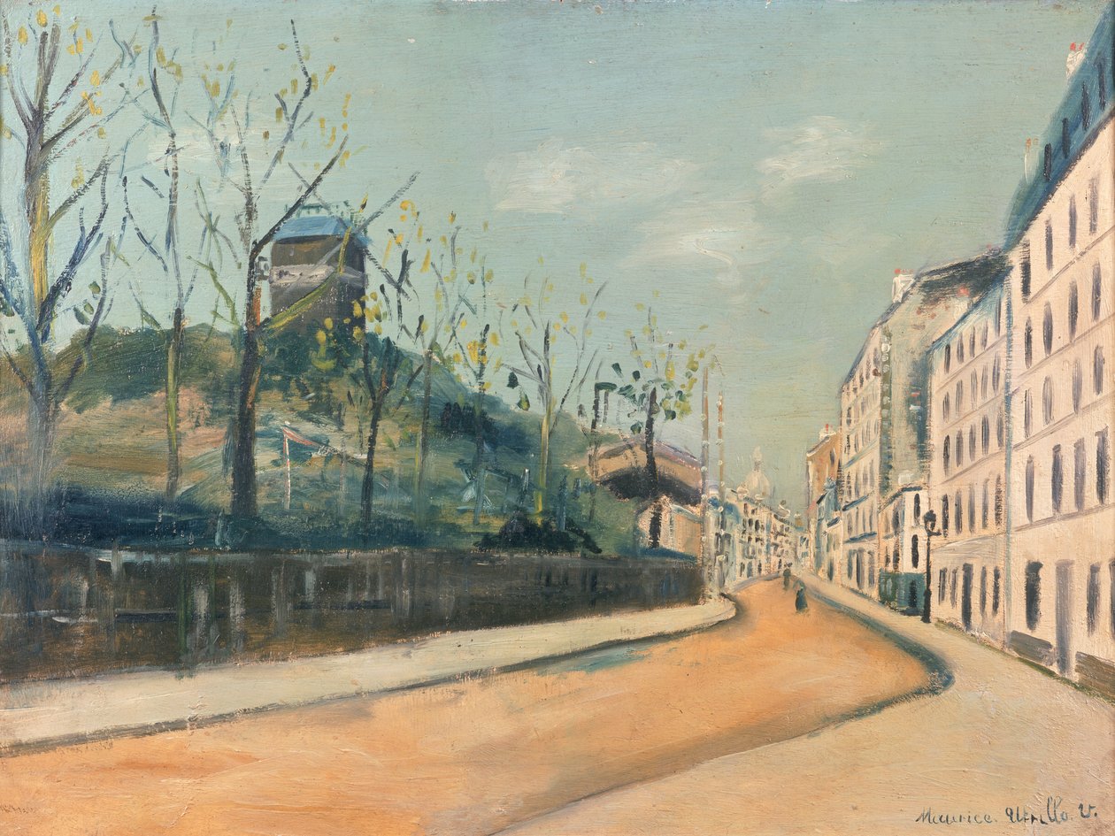 Rue Lepic, Montmartre, s Moulin de la Galette a Sacre Coeur od Maurice Utrillo