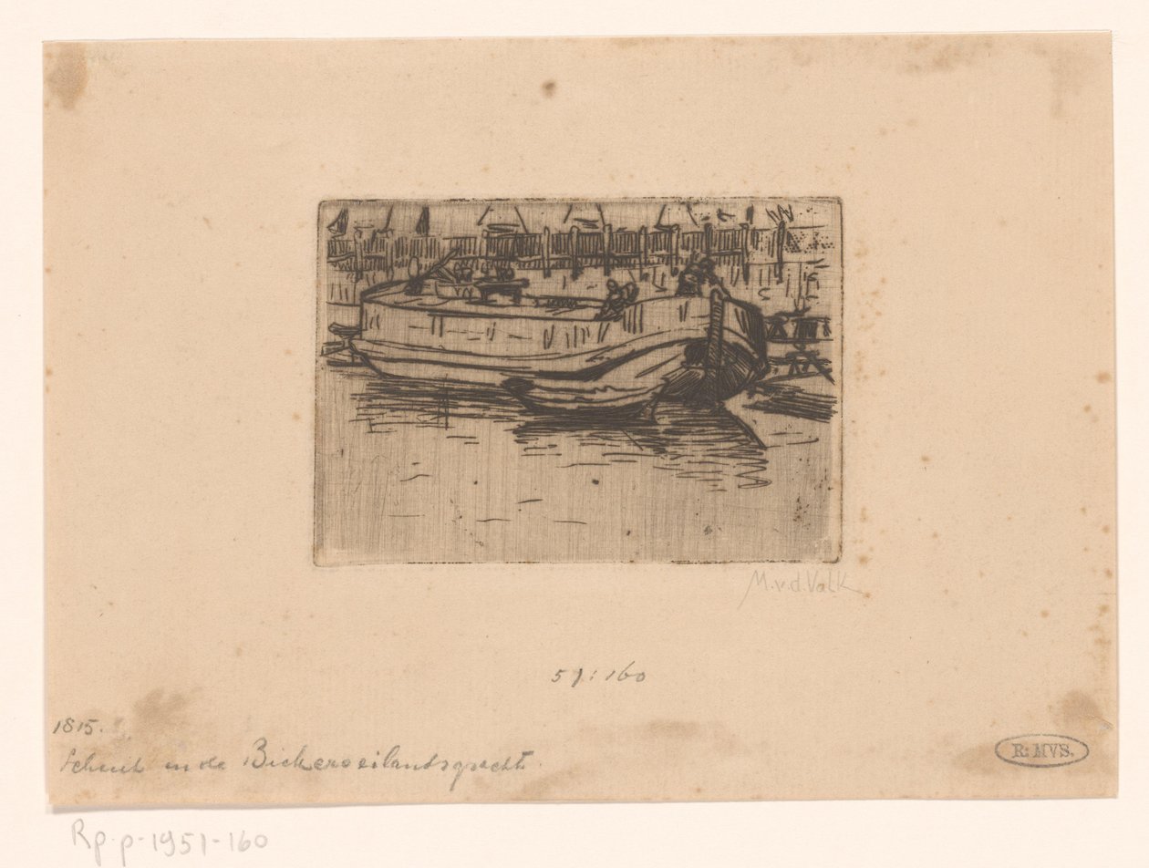 Loď v Bickersgracht, Amsterdam od Maurits van der Valk (signed by artist)