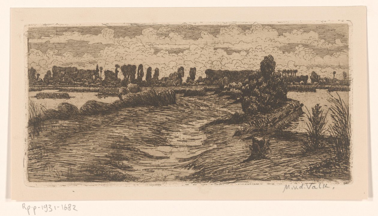 Cesta krajinou s loužemi od Maurits van der Valk (signed by artist)