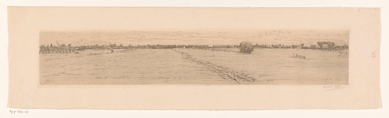 Luční krajina s harvestmanem od Maurits van der Valk (signed by artist)