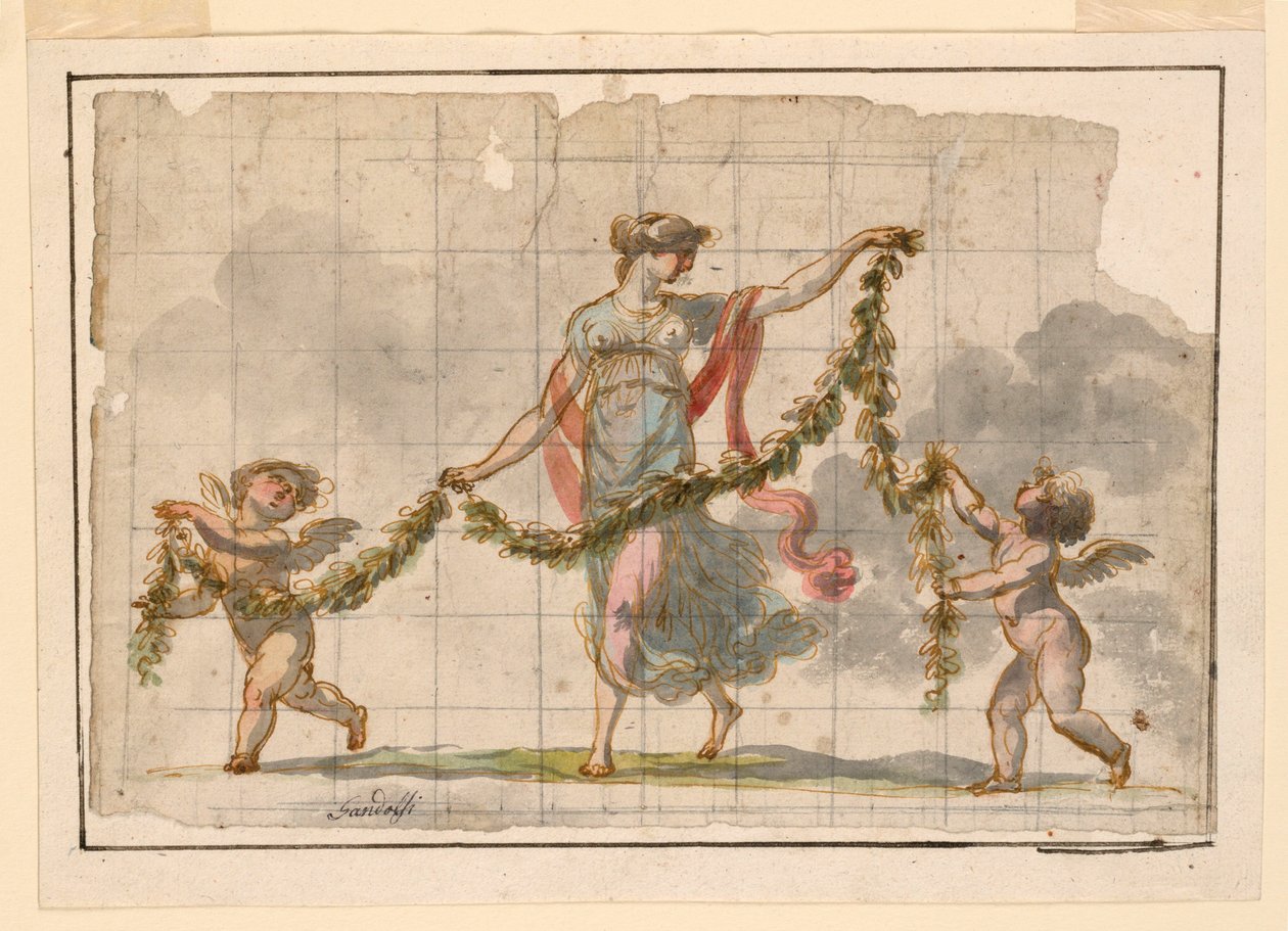 Kresba, nástěnná malba, ca. 1820 od Mauro Gandolfi