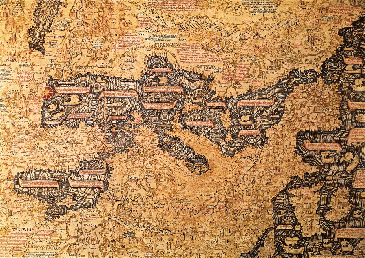 Mapa Středozemního moře od Mauro Fra