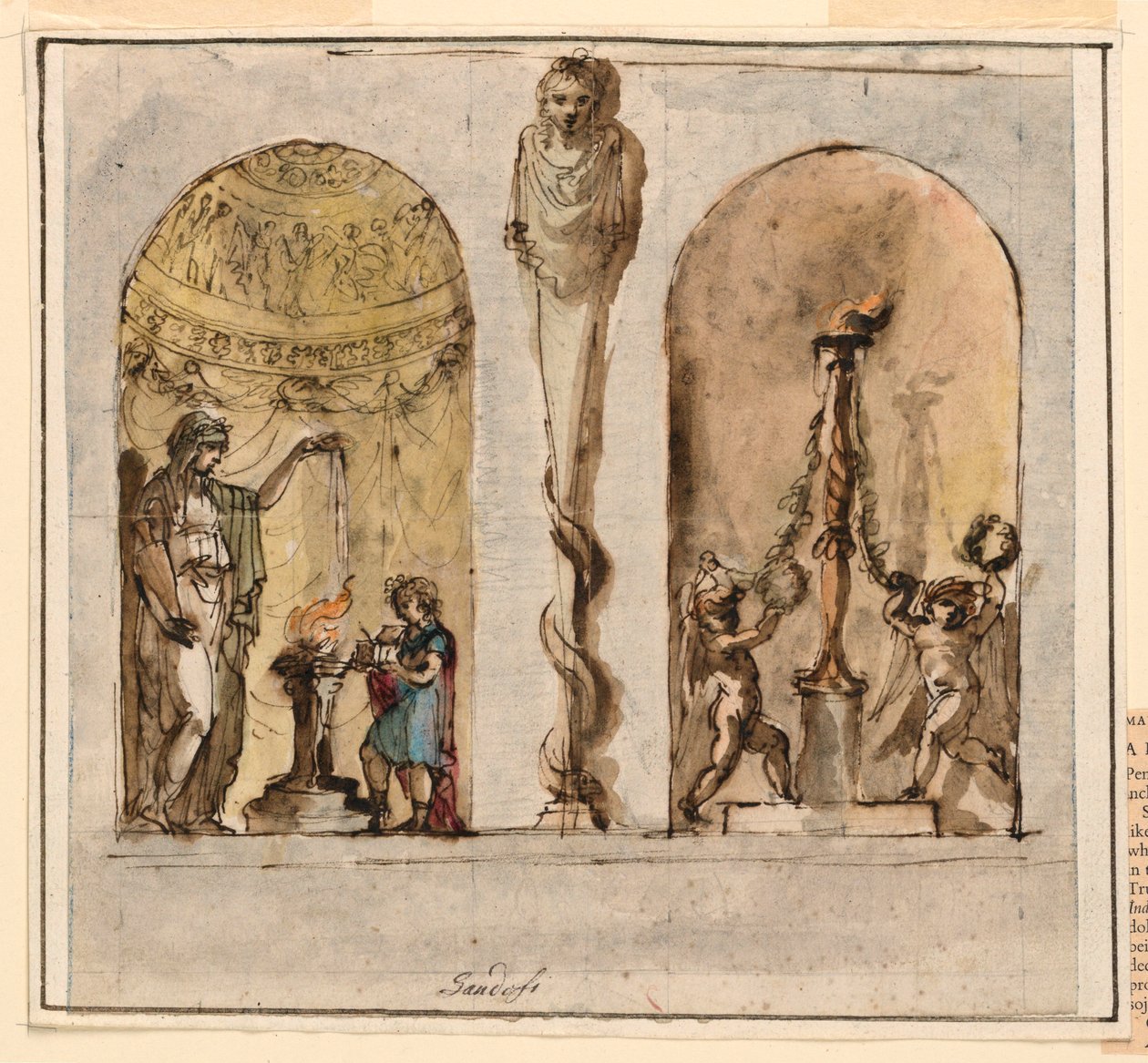 Kresba, malovaná výzdoba stěn, 1800-1830 od Mauro Gandolfi