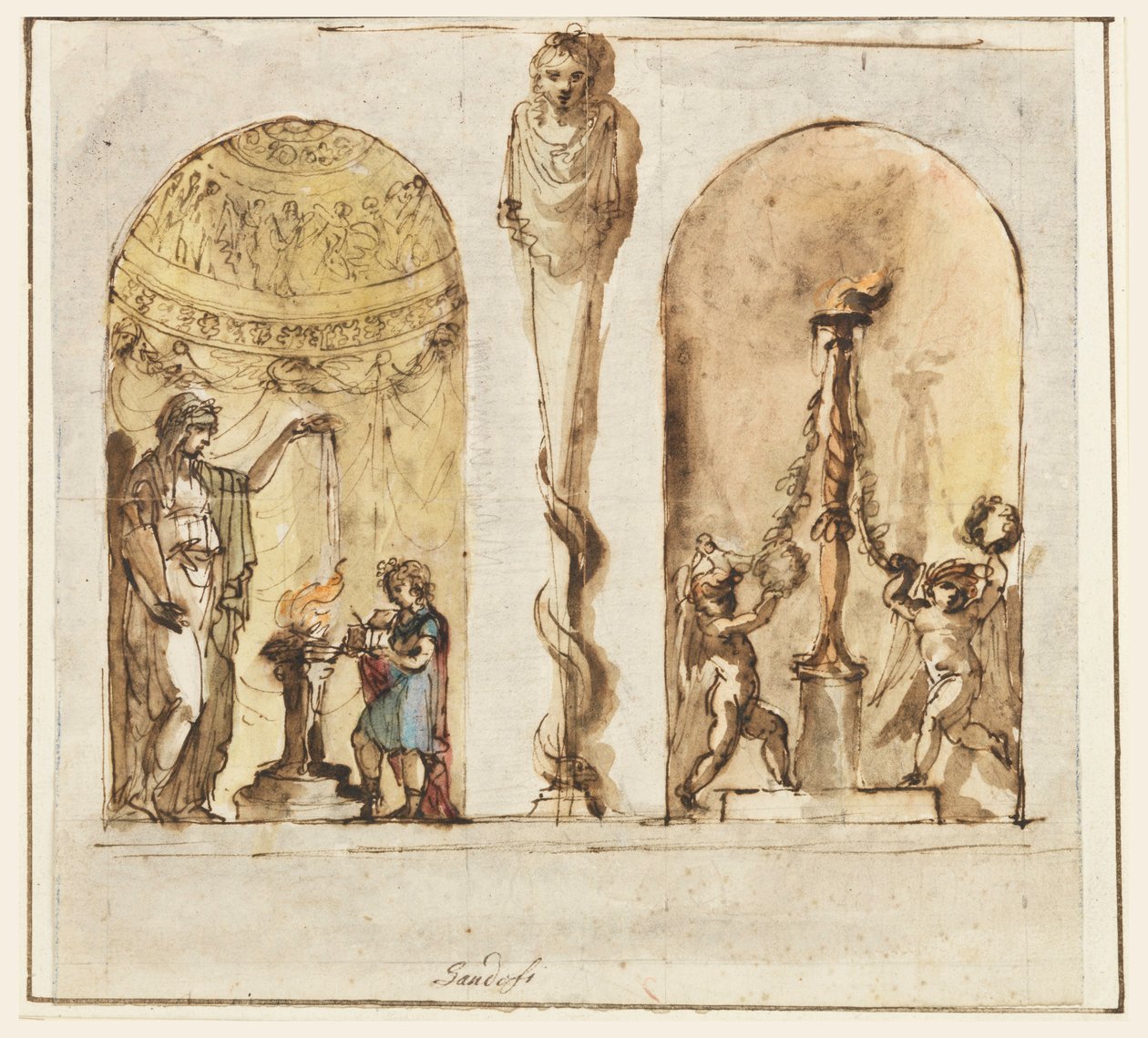 Kresba, malovaná výzdoba stěn, 1800-1830 od Mauro Gandolfi