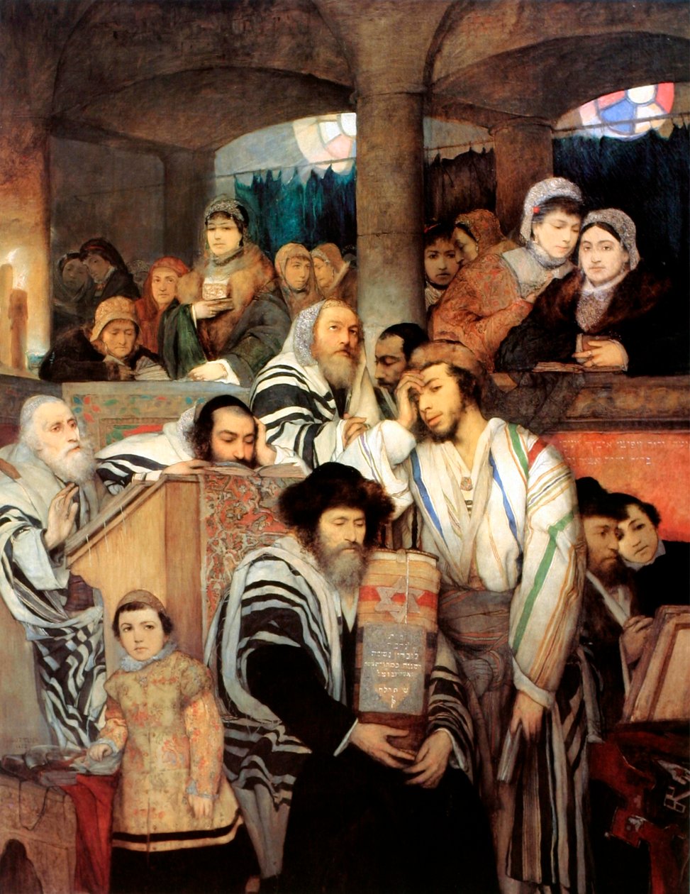 Židé se modlí v synagoze na Yom Kippur, 1878. od Maurycy Gottlieb